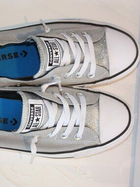 Converse Chuck Taylor Shoreline Glitter Slip-On - Gray/Silver Size 8
